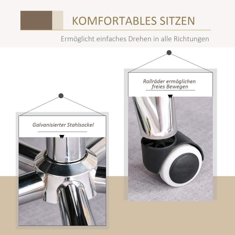 HOMCOM Salonkruk met wielen werkkruk rolkruk draaikruk in hoogte verstelbaar