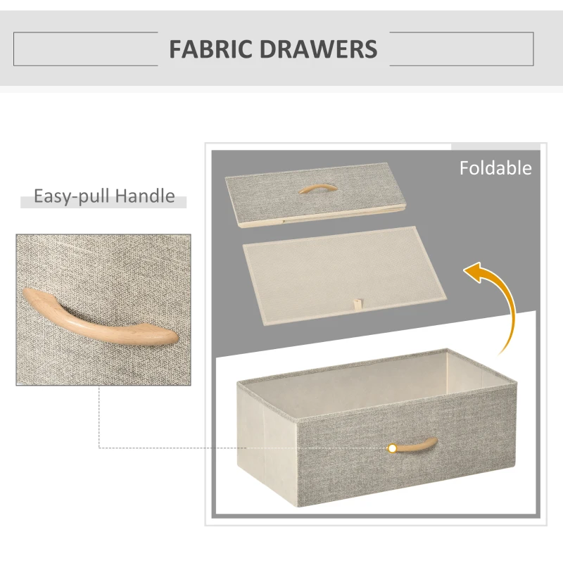 HOMCOM Chest of Drawers Bedroom Unit Storage Cabinet with 4 Fabric Bins for Living Room