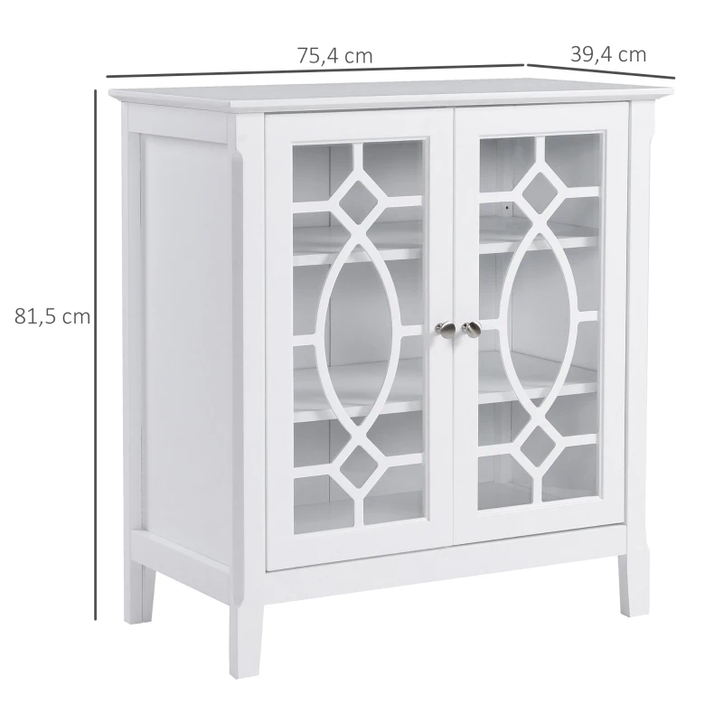 HOMCOM Kommode Sideboard Vitrinenschrank Unterschrank Einlegeböden verstellbar Glas