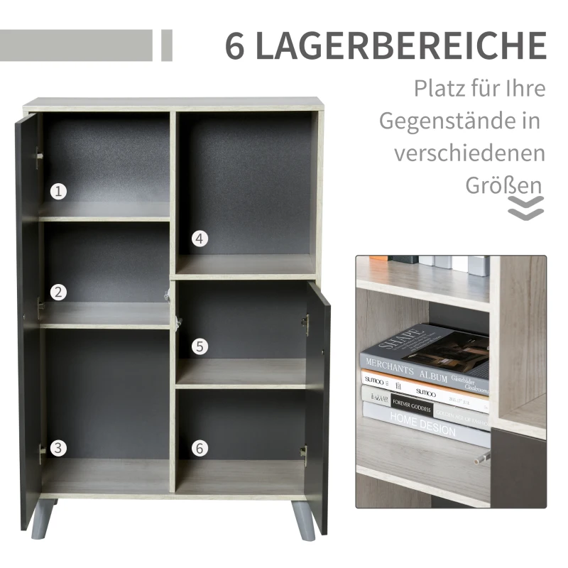 HOMCOM boekenkast, Staande kast, archiefkast, multifunctionele kast, donkergrijs, 80 x 40 x 120 cm