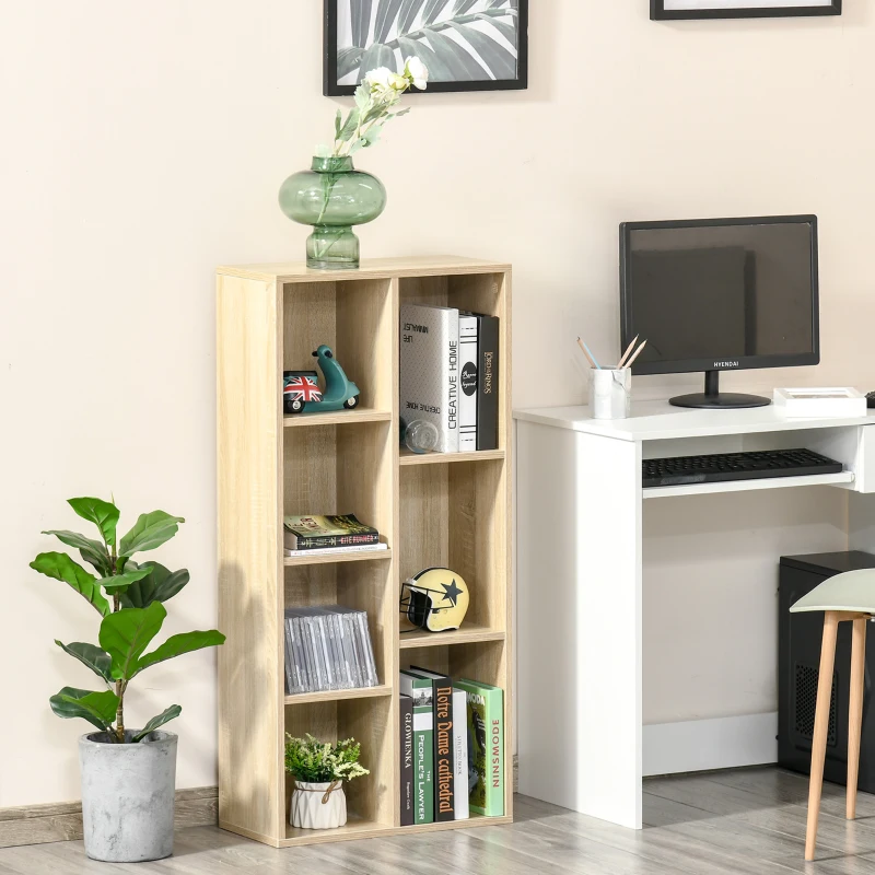 HOMCOM boekenplank woonkamer plank boekenkast staande kast met 7 vakken eiken MDF 50 x 24 x 106 cm