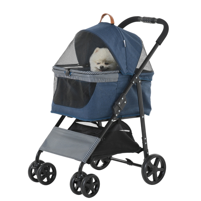 PawHut 2-in-1 Hundebuggy Transporttasche abnehmbar Katzenbuggy Oxford Dunkelblau