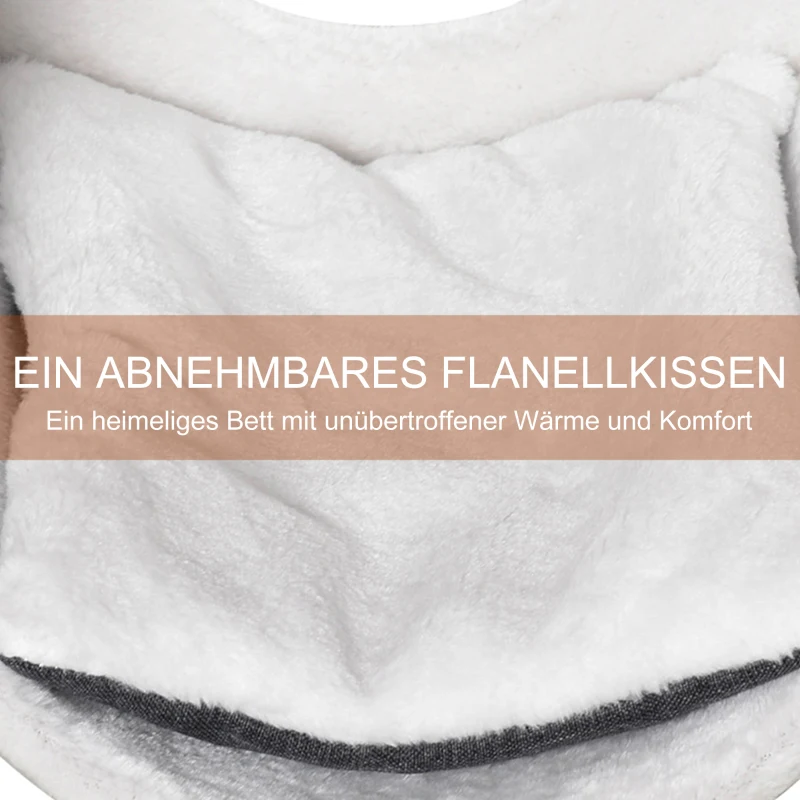 PawHut kattenhanghol voor radiatoren raamzit kattenhol kattenmand haak verstelbaar hangend design donkergrijs + wit metalen linnen handdoek flanel 48 x 35 x 35 cm