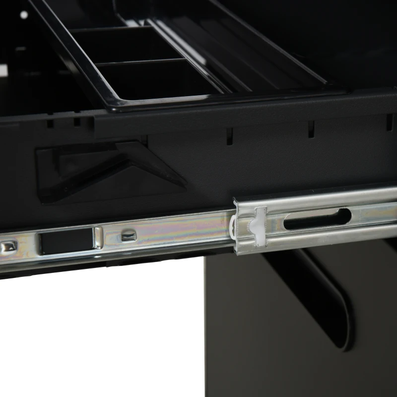 Vinsetto rolcontainer, archiefkast, kantoorcontainer met 3 laden, kantoorkast, opslag, container, staal, zwart, 39 x 48 x 59 cm