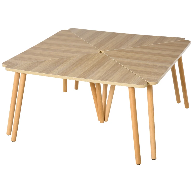 HOMCOM salontafel set van 4 driehoekige bijzettafel vrij te combineren natuur