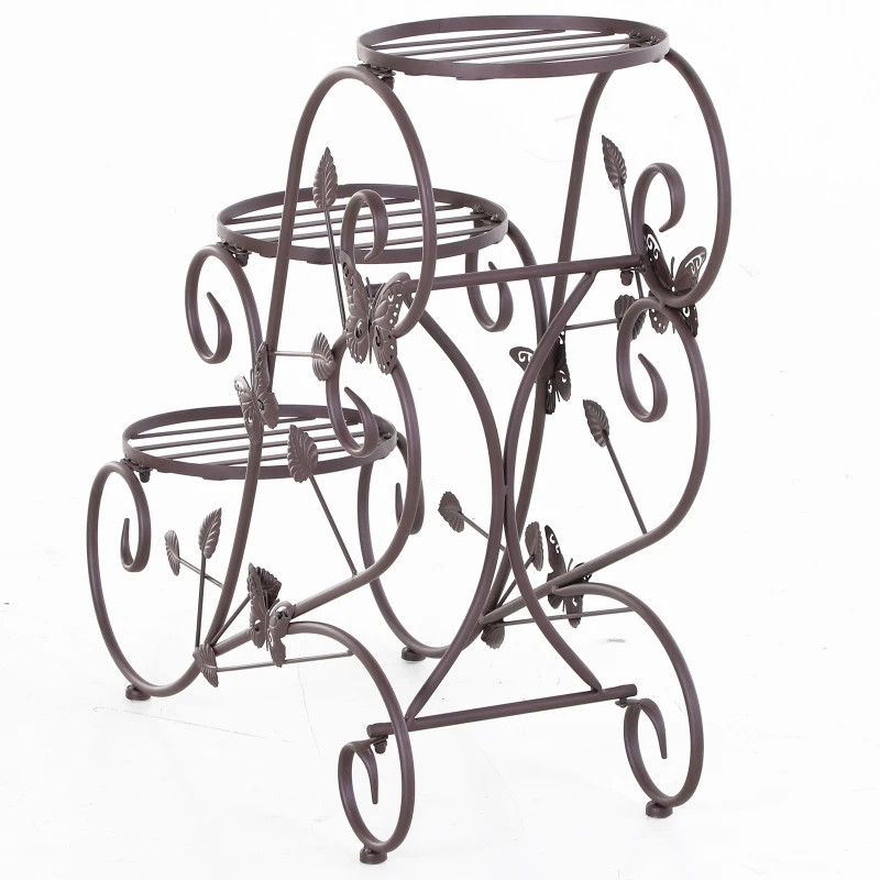 plantenplank bloemenstandaard met drie niveaus bloementrap plantenstandaard metaal brons