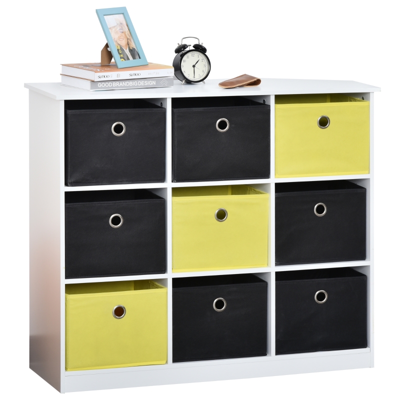 HOMCOM boekenplank vrijstaande stelling kantoorplank kubuskast met stoffen schuiflades wit