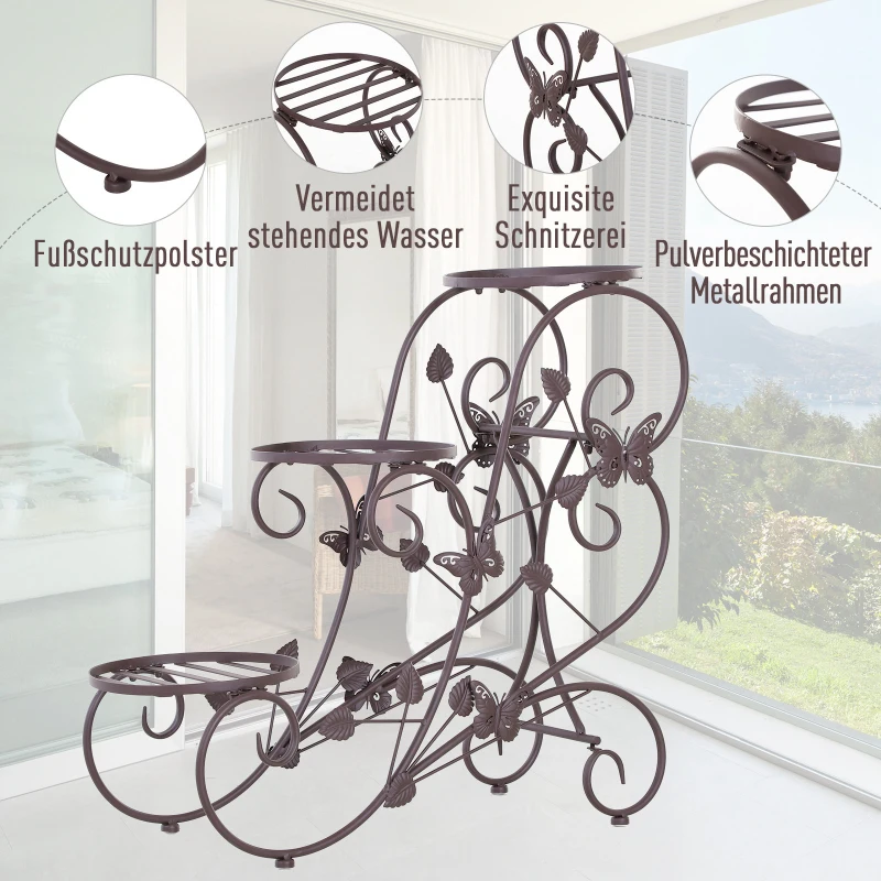 plantenplank bloemenstandaard met drie niveaus bloementrap plantenstandaard metaal brons