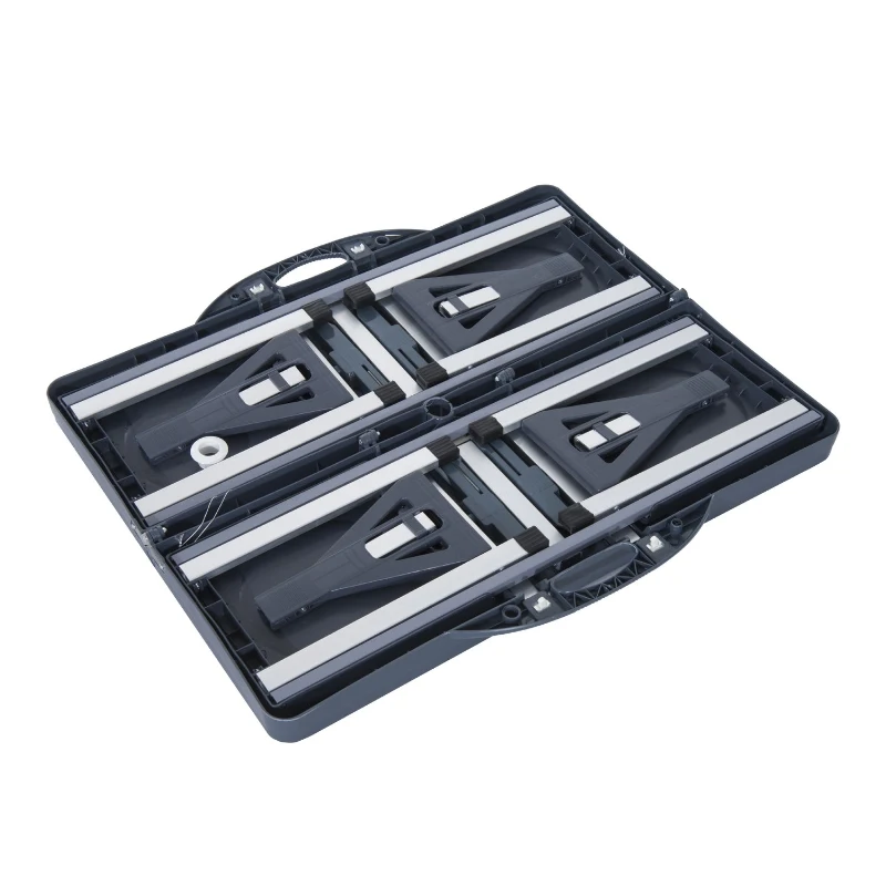 Alu campingtafel picknickbank zitgroep tuintafel 4 zitplaatsen inklapbaar donkergrijs