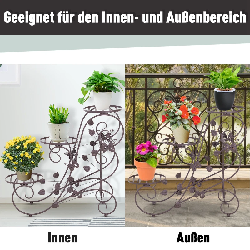 plantenplank bloemenstandaard met drie niveaus bloementrap plantenstandaard metaal brons