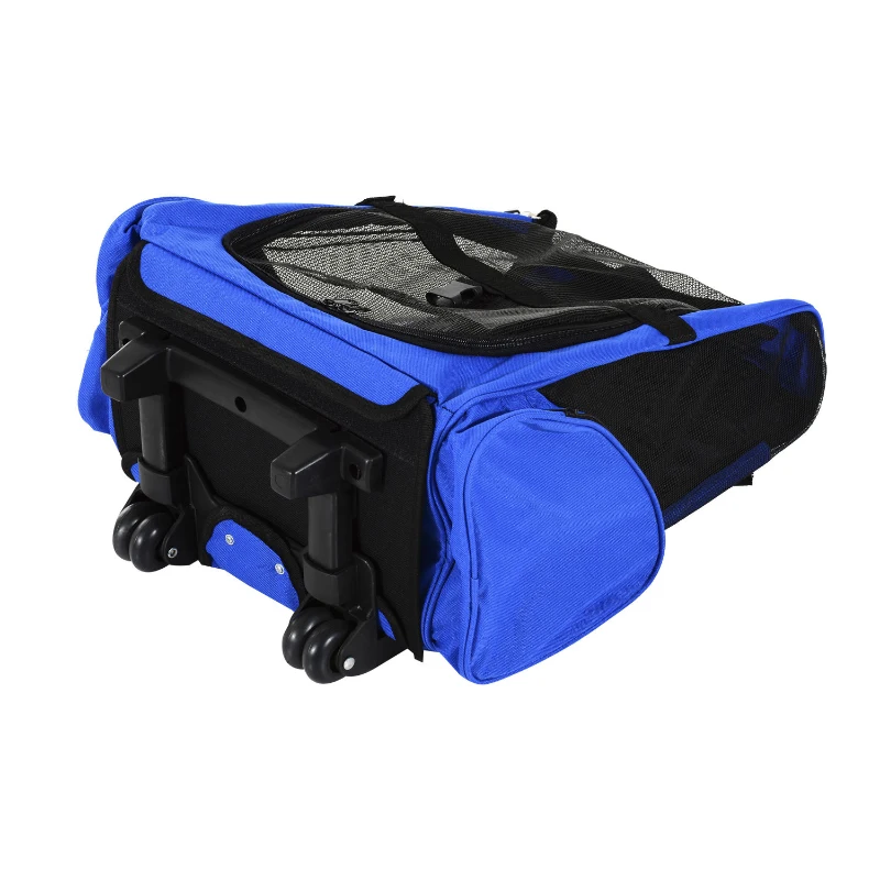 Hondentrolley transporttas draagtas dieren 2-in-1 rugzak trolley blauw