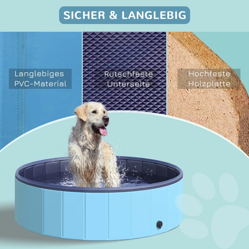 Pawhut hondenbad hondenzwembad waterbak zwembad Ø80 / 120 / 160 cm blauw/rood