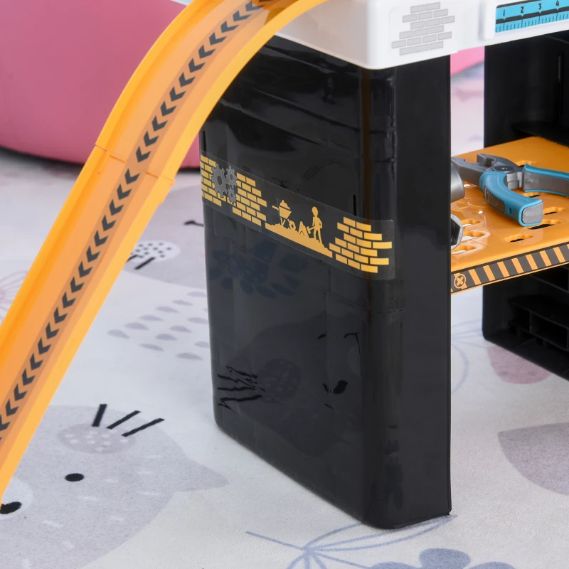 HOMCOM kinderwerkbank werkbank tafel met toebehoren bouwkraan rollenspel speelgoed vanaf 3 jaar oranje + zwart 82 x 30 x 70 cm