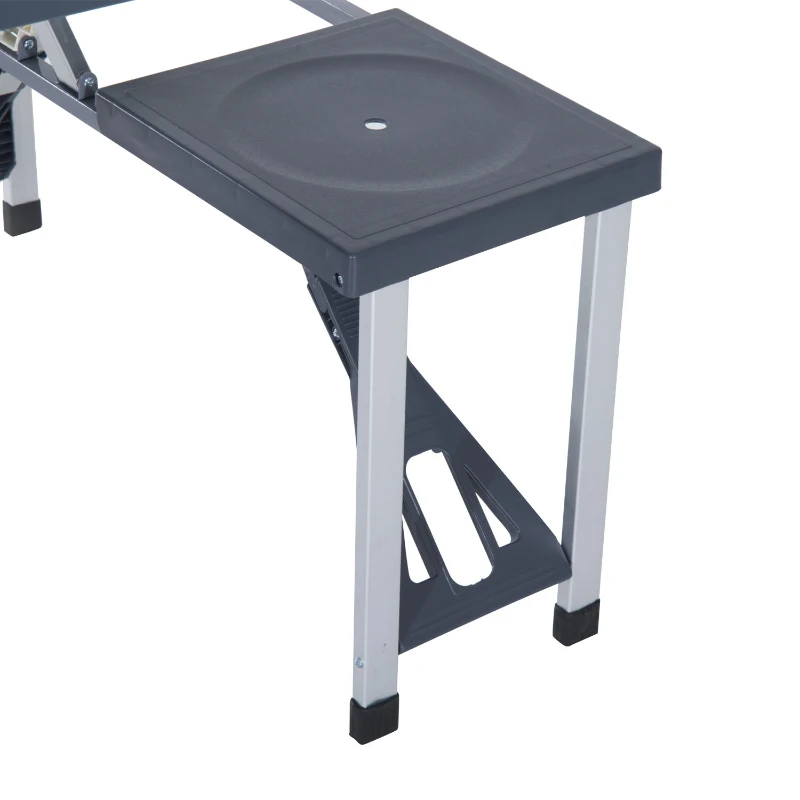 Alu campingtafel picknickbank zitgroep tuintafel 4 zitplaatsen inklapbaar donkergrijs
