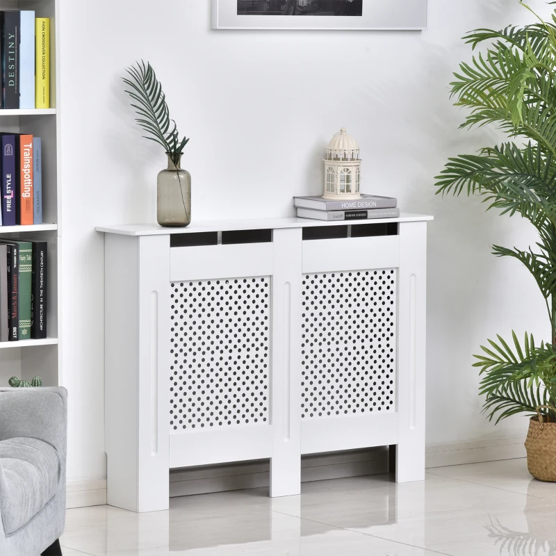 HOMCOM® radiatorombouw 112 cm witte radiatorbekleding verwarmingsbedekking, MDF, (112 L x 82 B x 19 H cm)