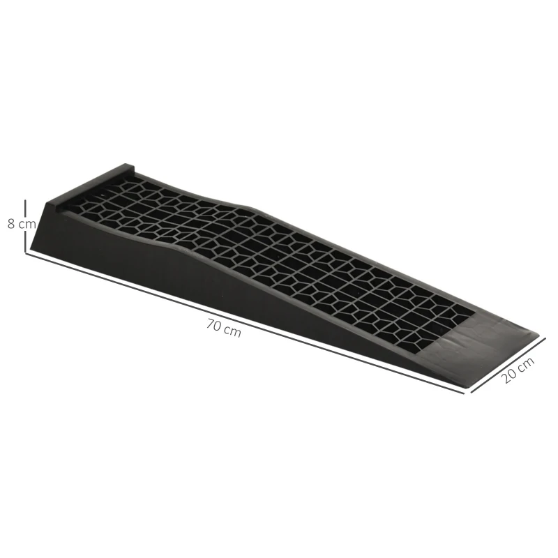 HOMCOM 2 oprijplaten, drempeloprit, oprijplaat, rubberen oprijplaten, PP, zwart, 70 x 20 x 8 cm 70x20x8 | Aosom.de