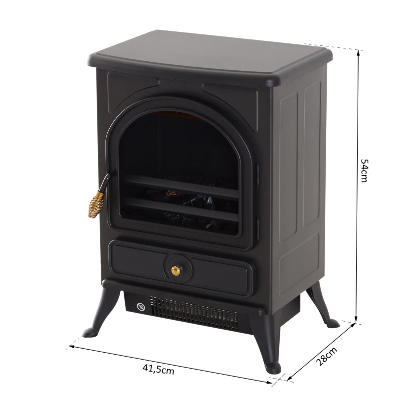 HOMCOM® Elektrische haardkachel | vrijstaande kachel | 900 / 1800 W | 41,5 x 28 x 54 cm | Zwart | Aosom.de