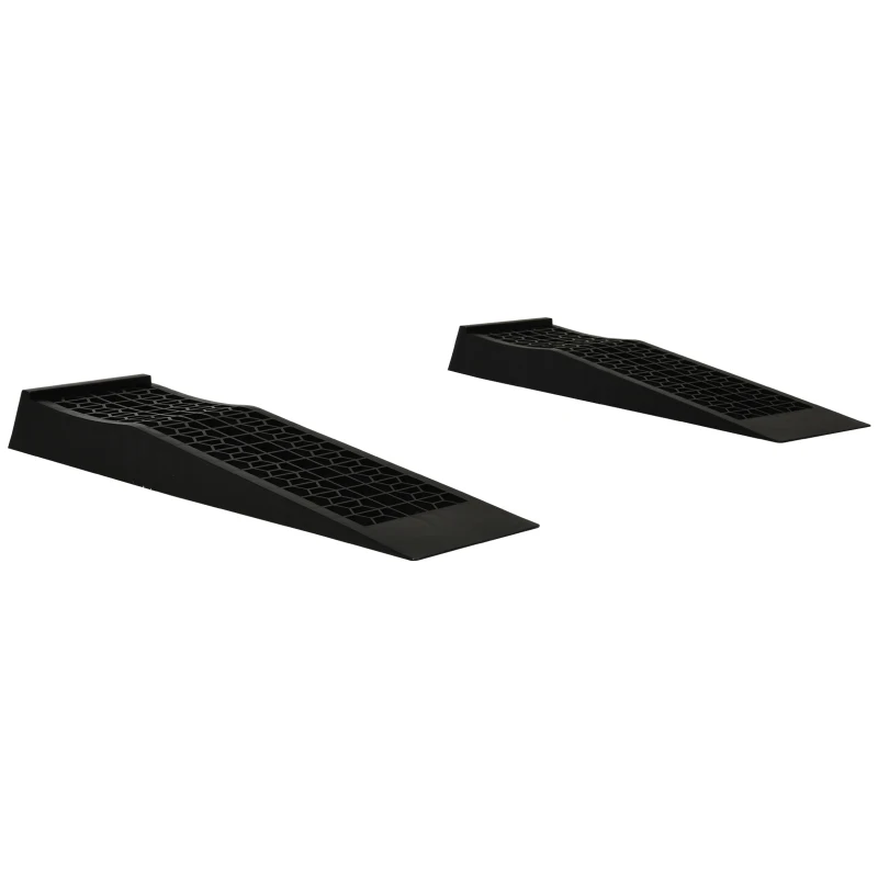 HOMCOM 2 oprijplaten, drempeloprit, oprijplaat, rubberen oprijplaten, PP, zwart, 70 x 20 x 8 cm 70x20x8 | Aosom.de