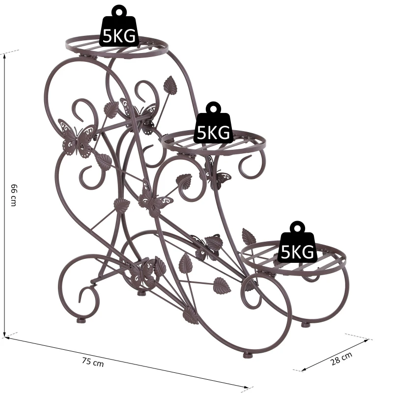 plantenplank bloemenstandaard met drie niveaus bloementrap plantenstandaard metaal brons