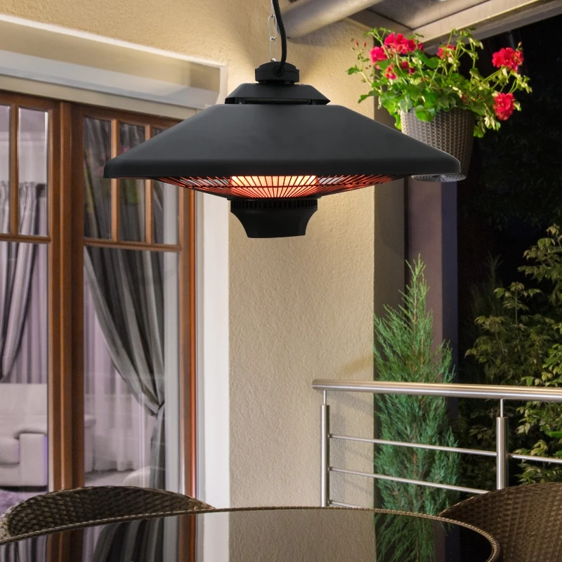 Outsunny Terrasverwarmer plafondverwarmer met LED-verlichting afstandsbediening 2000 W