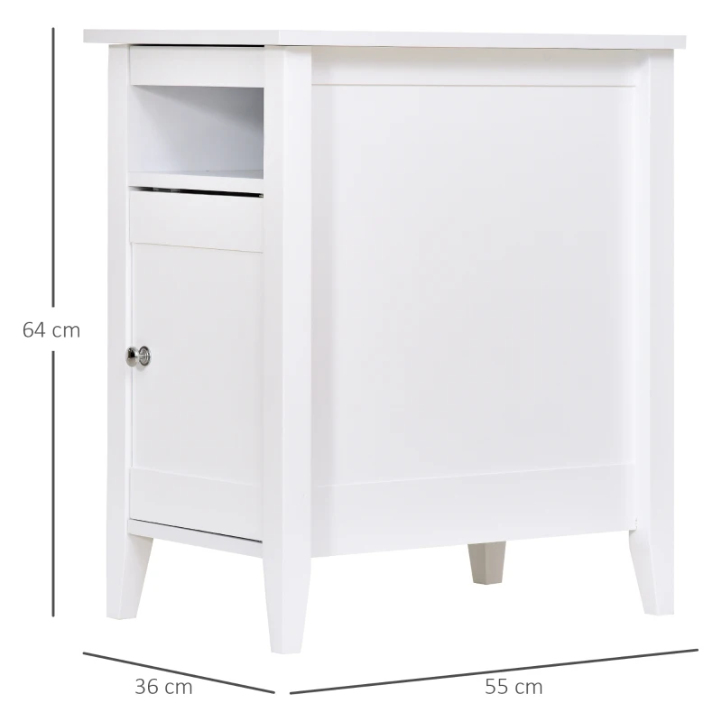 HOMCOM bijzettafel koffietafel nachttafel salontafel met kast wit