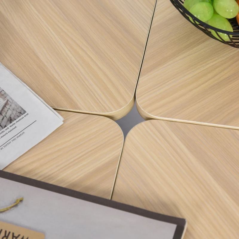 HOMCOM salontafel set van 4 driehoekige bijzettafel vrij te combineren natuur