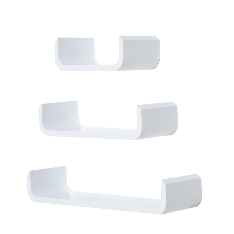 Wandplank 3 st. CD-rekken rekkenset hangend rek boekenrek decoratieve plank wit