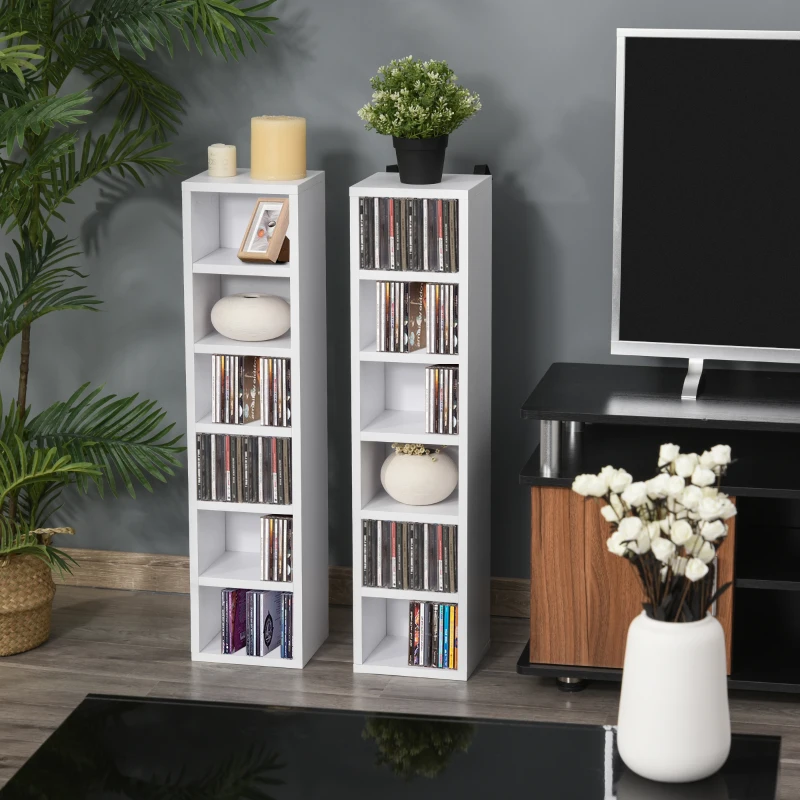HOMCOM cd-toren cd-rek vrijstaand rek tweedelige set met twee opbergvakken
