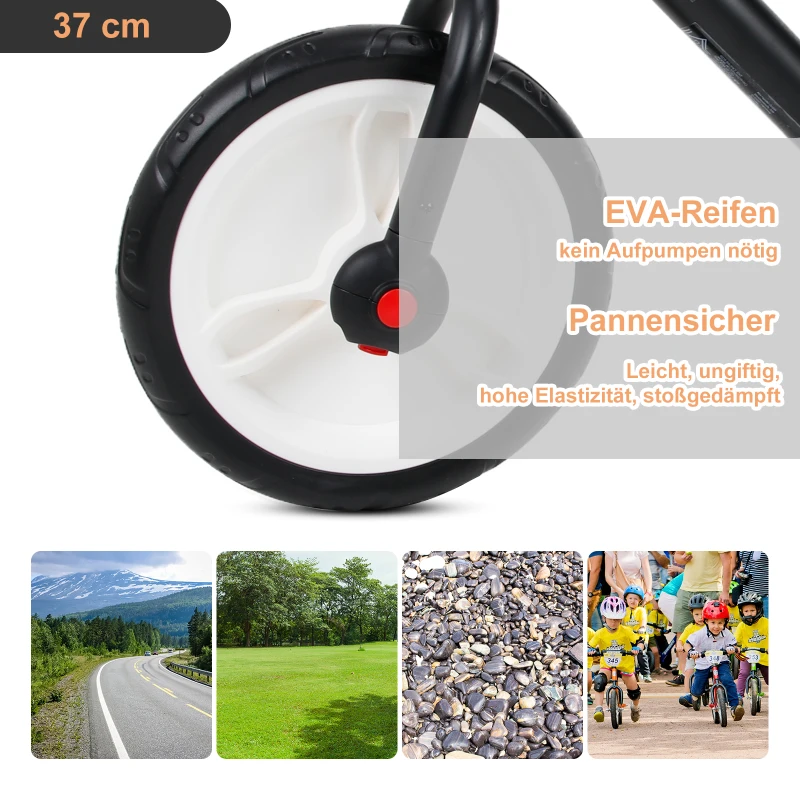 HOMCOM loopfiets kinderfiets loopfiets zijwielen pedalen 2-5 jaar zwart