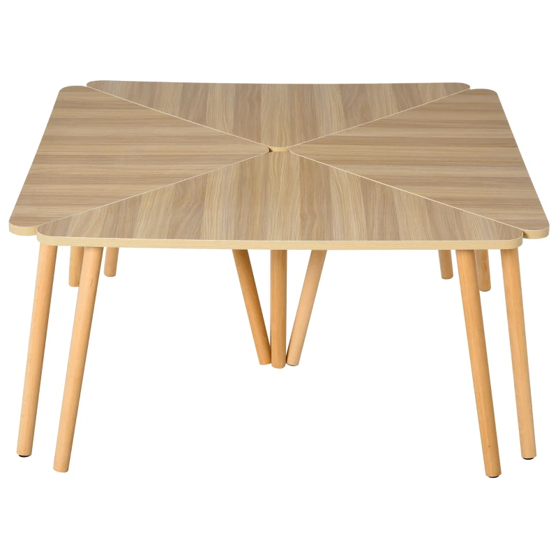 HOMCOM salontafel set van 4 driehoekige bijzettafel vrij te combineren natuur