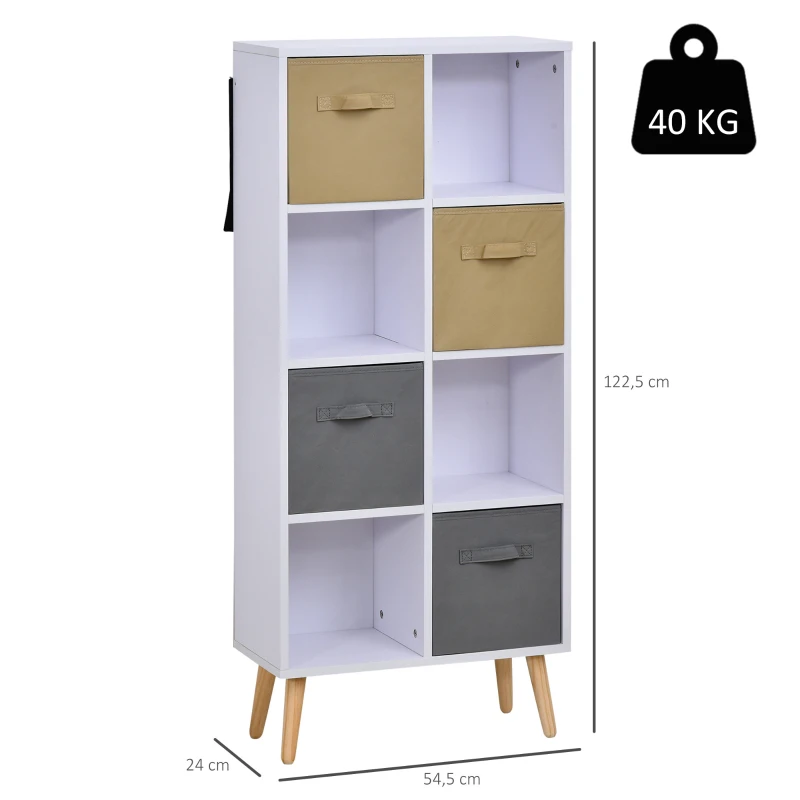 HOMCOM boekenplank keukenkast kubuskast vrijstaande stelling wit 54,5x24x122,5cm
