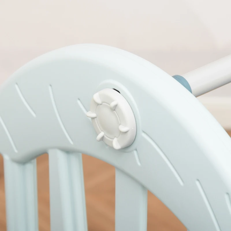 HOMCOM 3 in 1 kinderschommel kinderglijset speeltoren voor kinderen van 18 tot 48 maanden Kinderspeeltuin met basketbalring HDPE PP blauwgroen + geel 149 x 186 x 98 cm