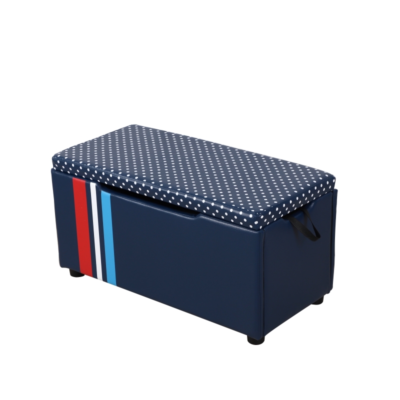 HOMCOM kinderbank gestoffeerde bank met opbergruimte inklapbaar blauw 75 x 36 x 39 cm
