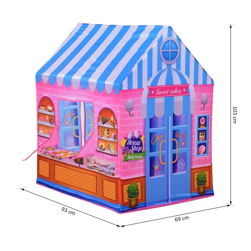 HOMCOM kinderspeelhuis speeltent snoephuis deur en verkoopvenster 3 jaar