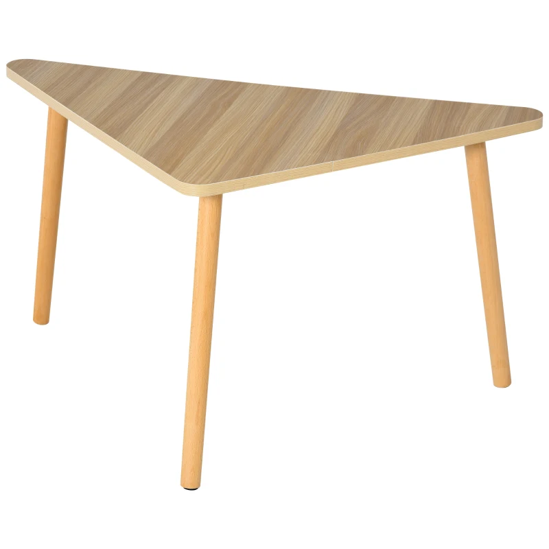 HOMCOM salontafel set van 4 driehoekige bijzettafel vrij te combineren natuur