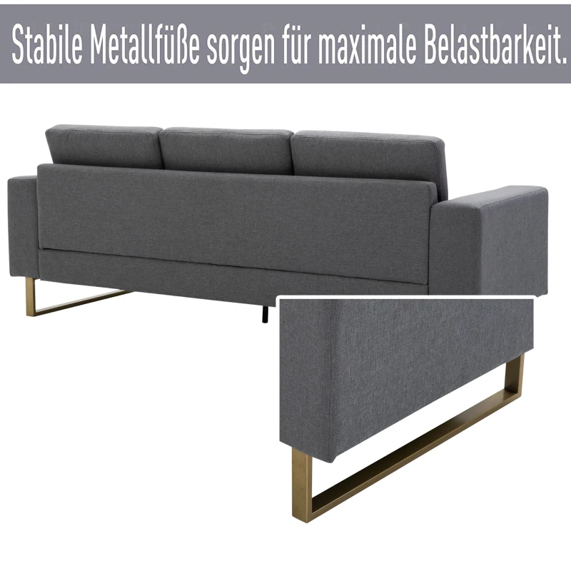 HOMCOM bank gestoffeerde 3-zitsbank tv-fauteuil gestoffeerde bank loungebank kussen
