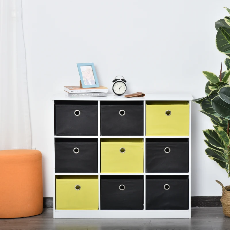 HOMCOM boekenplank vrijstaande stelling kantoorplank kubuskast met stoffen schuiflades wit