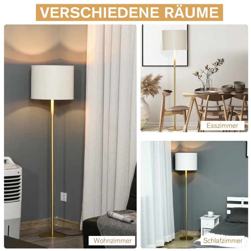 HOMCOM Vloerlamp met PU-trommelkap voor op kantoor in de woonkamer wit