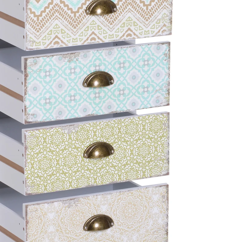 HOMCOM® ladekast bijzetkast met 5 lades hout gemêleerd lade ladekast kast shabby chic 46 b x 34 d x 97,5 h cm