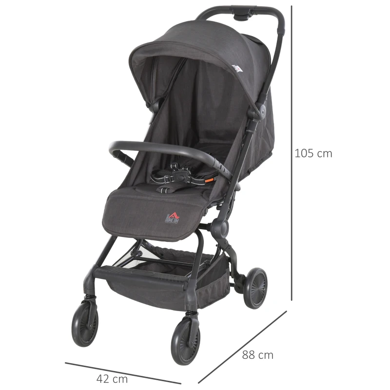 HOMCOM kinderwagen inklapbare buggy babyzitje babybedje 0-36 maanden 88 x 42 x 105 cm