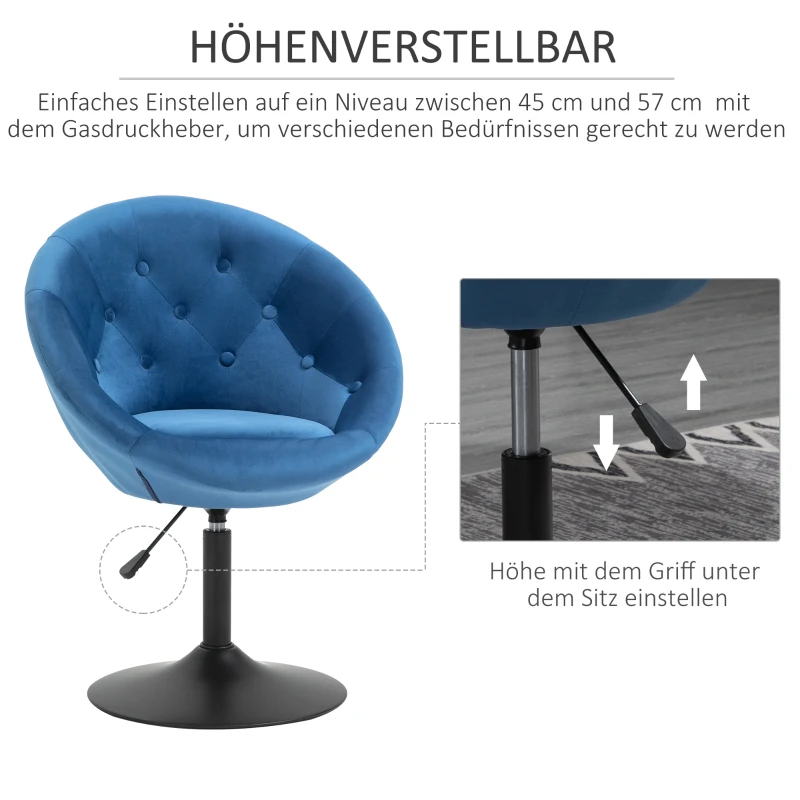 In hoogte verstelbare draaistoel met fluwelen bekleding van HOMCOM