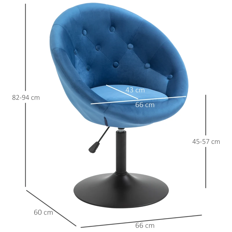 In hoogte verstelbare draaistoel met fluwelen bekleding van HOMCOM