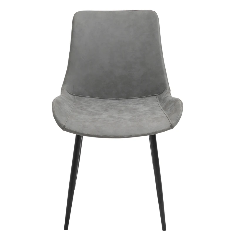 HOMCOM eetkamerstoel moderne keukenstoel met rugleuning metalen poten voor receptie woonkamer stoel synthetisch leer schuimstof metaal grijs 51,5 x 59 x 82 cm