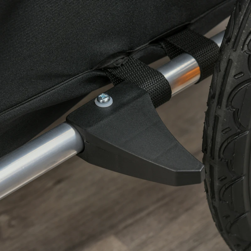 HOMCOM 2-in-1 kinderaanhanger fietskar kinderwagen met opbergtas tweelaags stalen buis metaal oxford groen + zwart 160 x 84 x 106 cm