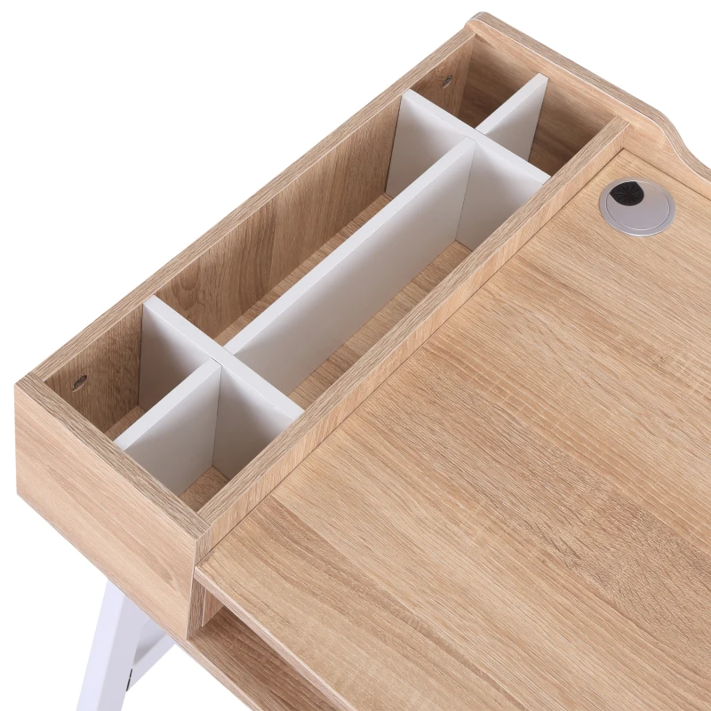 HOMCOM bureau, computertafel, bureautafel, werktafel, pc-tafel, veelzijdig inzetbaar met zes opbergvakken, lade, breed tafelblad voor studeerkamer, kantoor en woonkamer naturel 100 x 55 x 81,5 cm