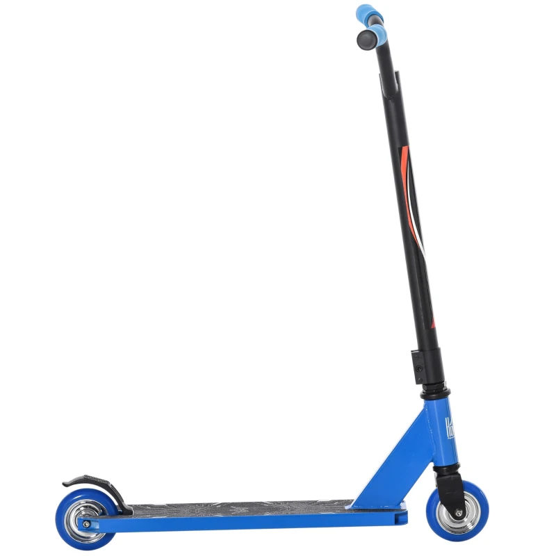 HOMCOM stuntstep met ABEC-7 voor kinderen vanaf 14 jaar kickstep fun step met deck rubber grips achterrem aluminium PU blauw 68 x 46 x 84 cm