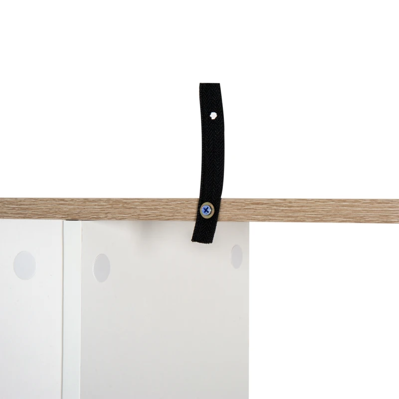 HOMCOM boekenplank S-vormige staande kast opbergkast kast met 4 niveaus bevestigingsonderdeel moderne scheidingswand spaanplaat natuurlijk hout + wit 60 x 24 x 148 cm