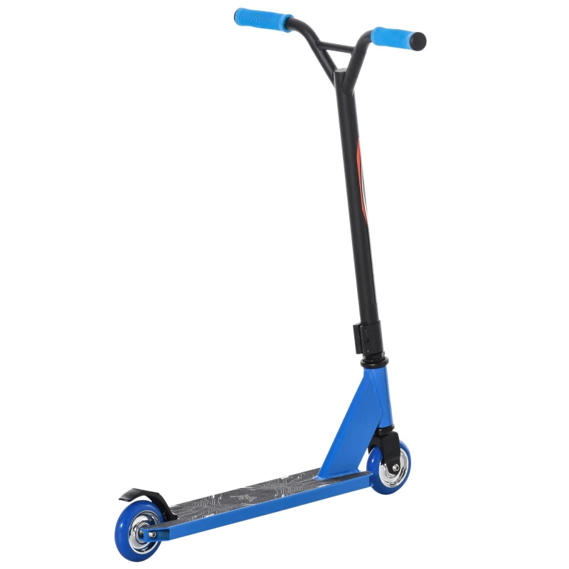 HOMCOM stuntstep met ABEC-7 voor kinderen vanaf 14 jaar kickstep fun step met deck rubber grips achterrem aluminium PU blauw 68 x 46 x 84 cm