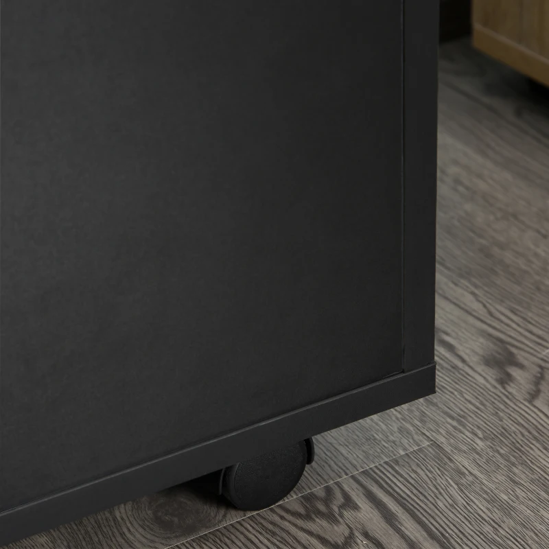 HOMCOM verrijdbare container archiefkast kantoorcontainer met lade kantoorkast voorraadcontainer spaanplaat zwart 40 x 35 x 60 cm
