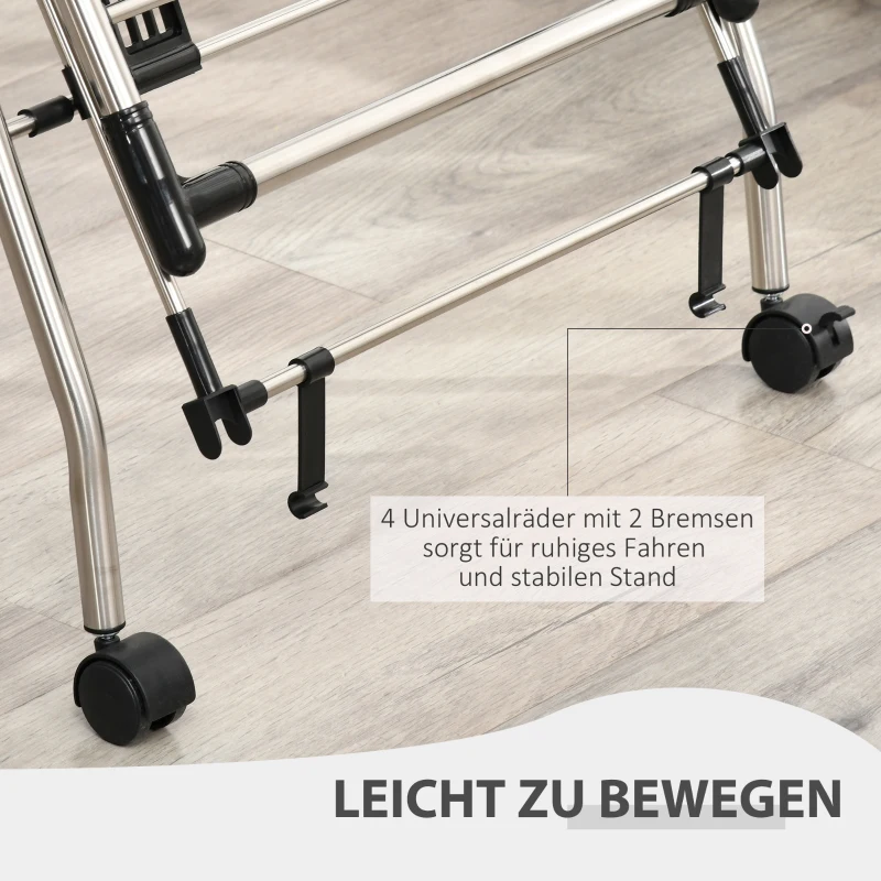 HOMCOM kledingrek wasrek wasdroger staande droger inklapbaar grote droogruimte rvs 138.5x63x208cm